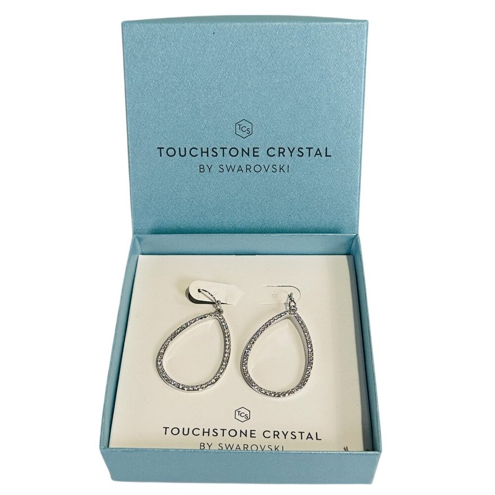 Touchstone Crystal by Swarovski AROUND THE WAY Earrings Crystals Rhodium Plating